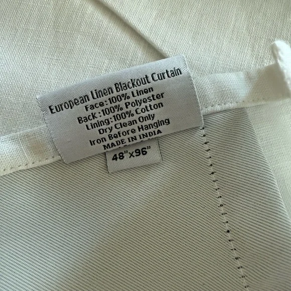 Quince European Linen Room Darkening Curtain white 48x96 Single Panel - Picture 2 of 5
